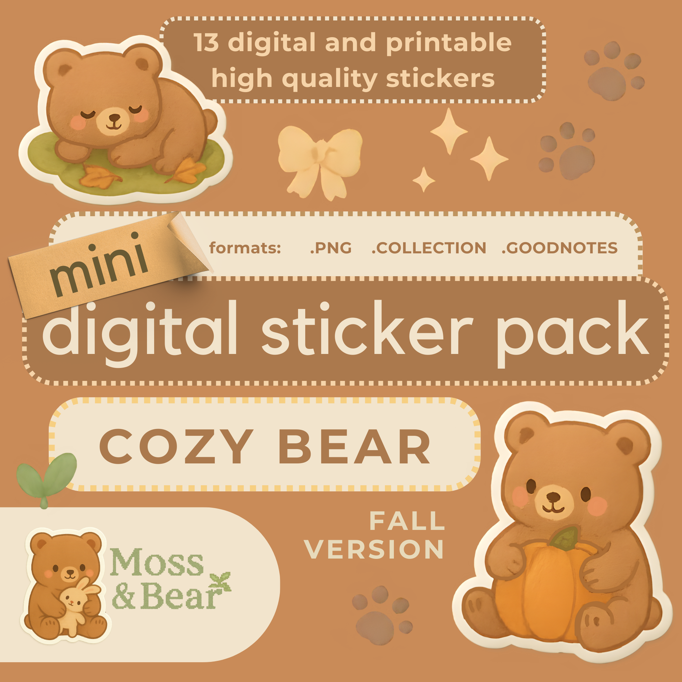 Cozy Bear Fall Mini Sticker Pack