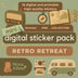 Retro Retreat Digital Sticker Pack: Gouache Vintage Essentials (Digital Download, GoodNotes PNGs)