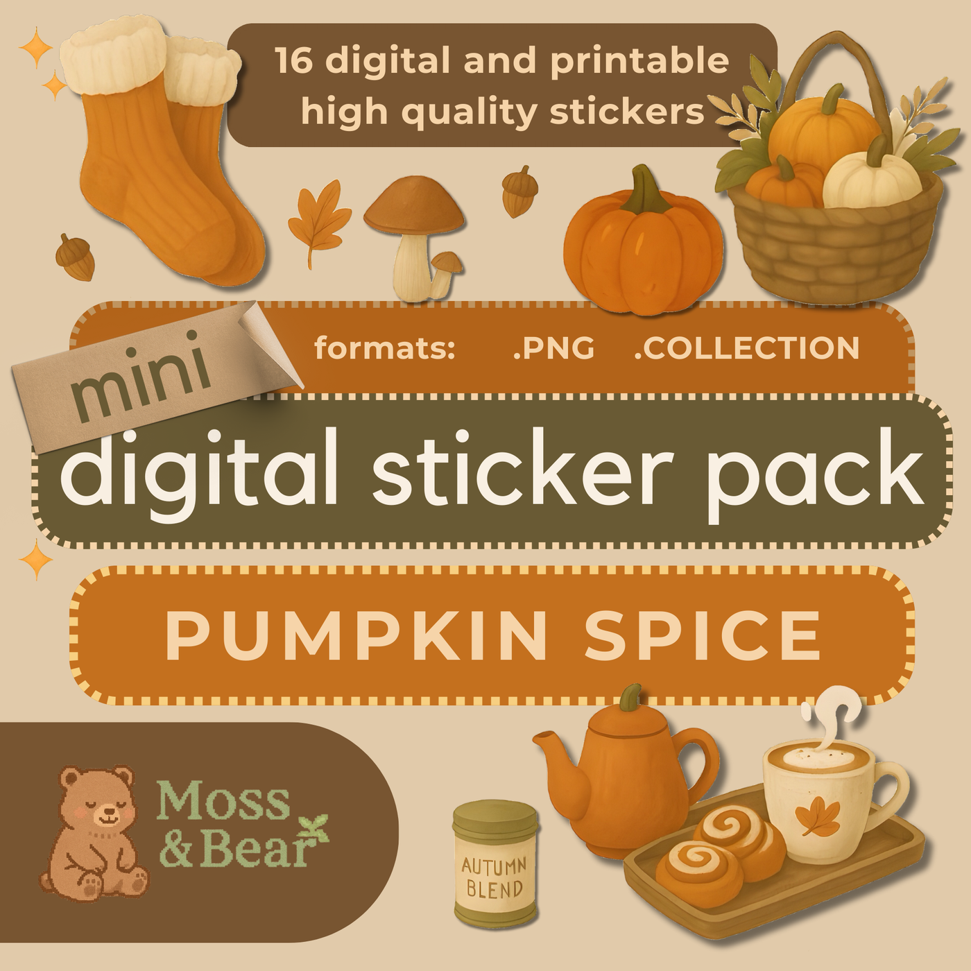 Pumpkin Spice Mini Digital Sticker Pack