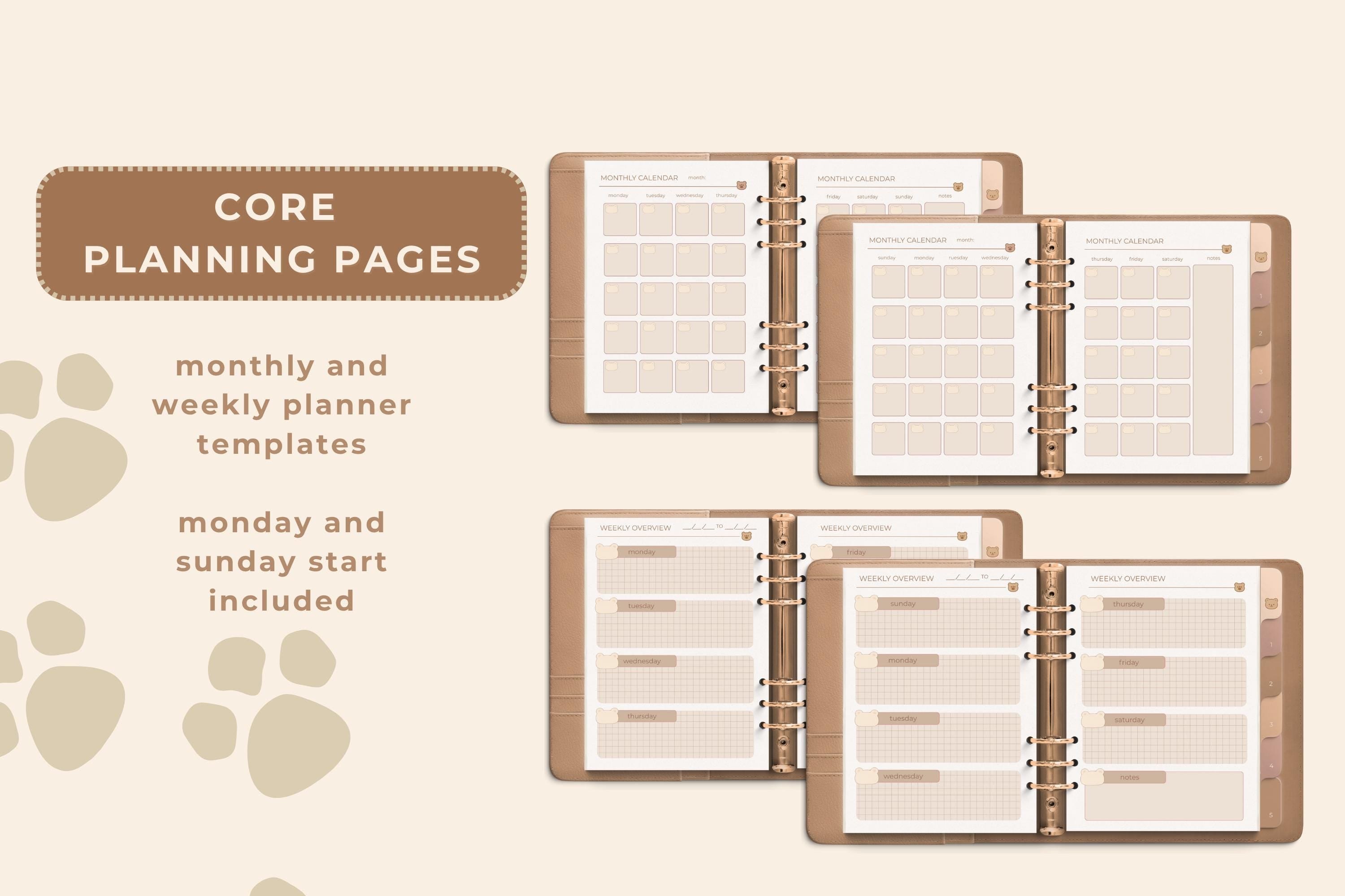 Cozy Bear Language Notebook – Digital Language Learning Planner | 4 Cover Textures | Hyperlinked Goodnotes Journal
