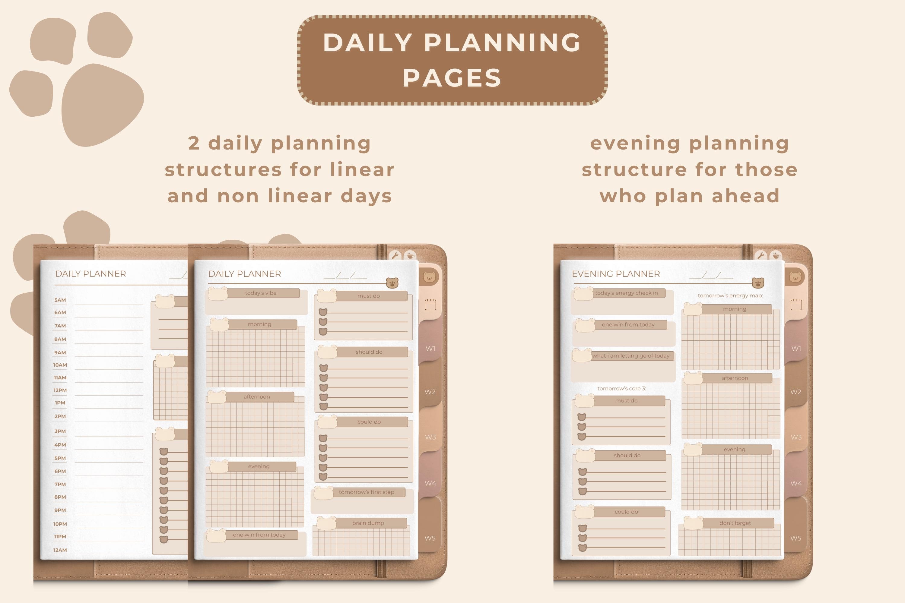 Cozy Bear ADHD Planner: Hyperlinked Digital Planner for GoodNotes (PDF Download)