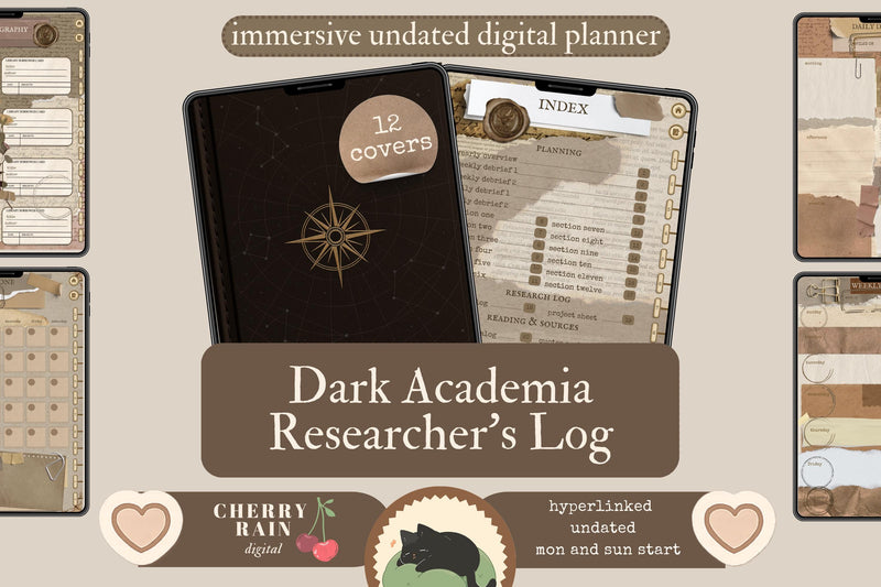 Dark Academia Digital Planner: Immersive A4 Academic Organizer (GoodNotes, Notability, PDF)