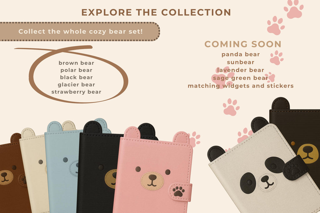 Cozy Bear Language Notebook – Digital Language Learning Planner | 4 Cover Textures | Hyperlinked Goodnotes Journal