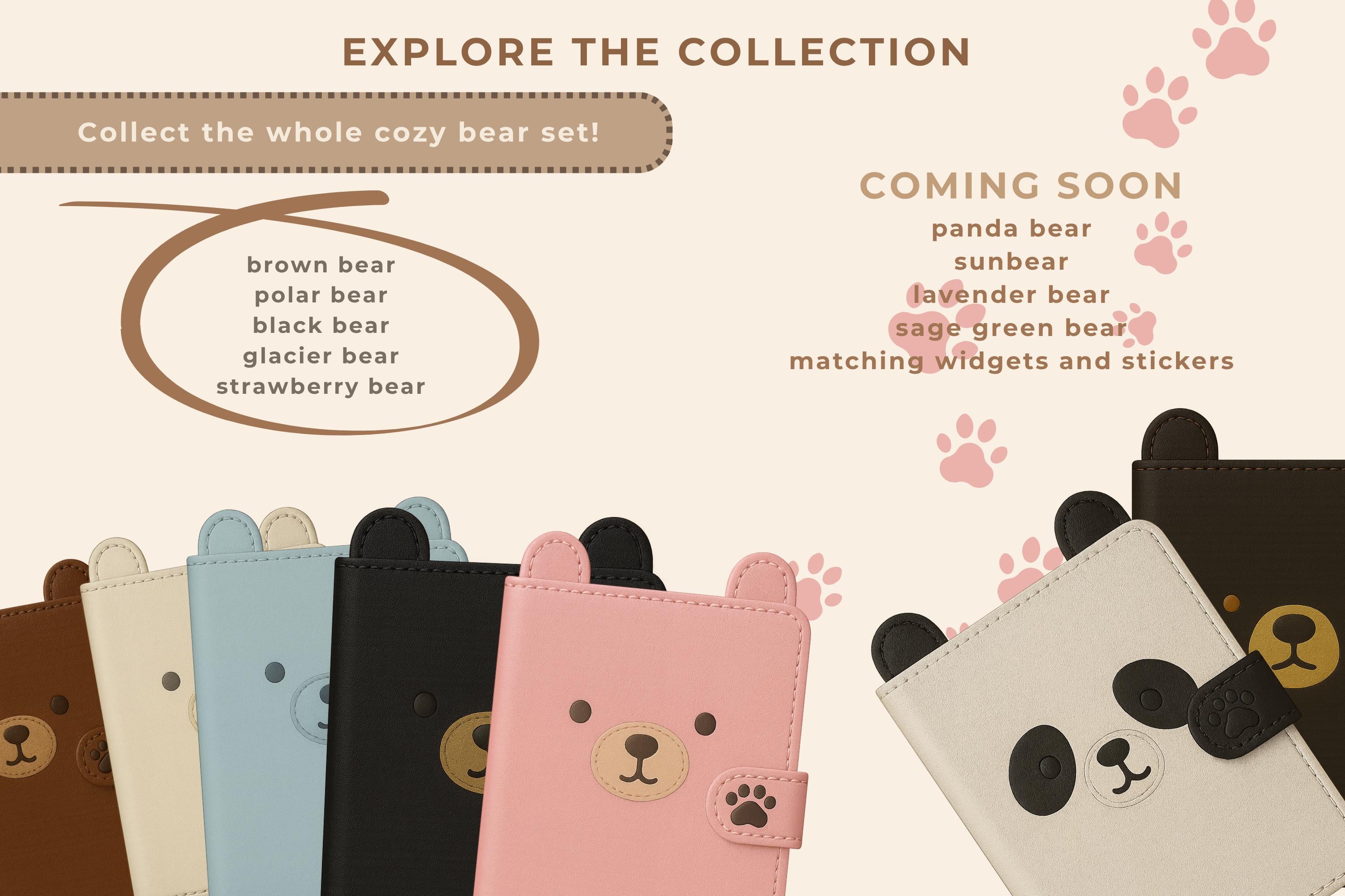 Cozy Bear Language Notebook – Digital Language Learning Planner | 4 Cover Textures | Hyperlinked Goodnotes Journal