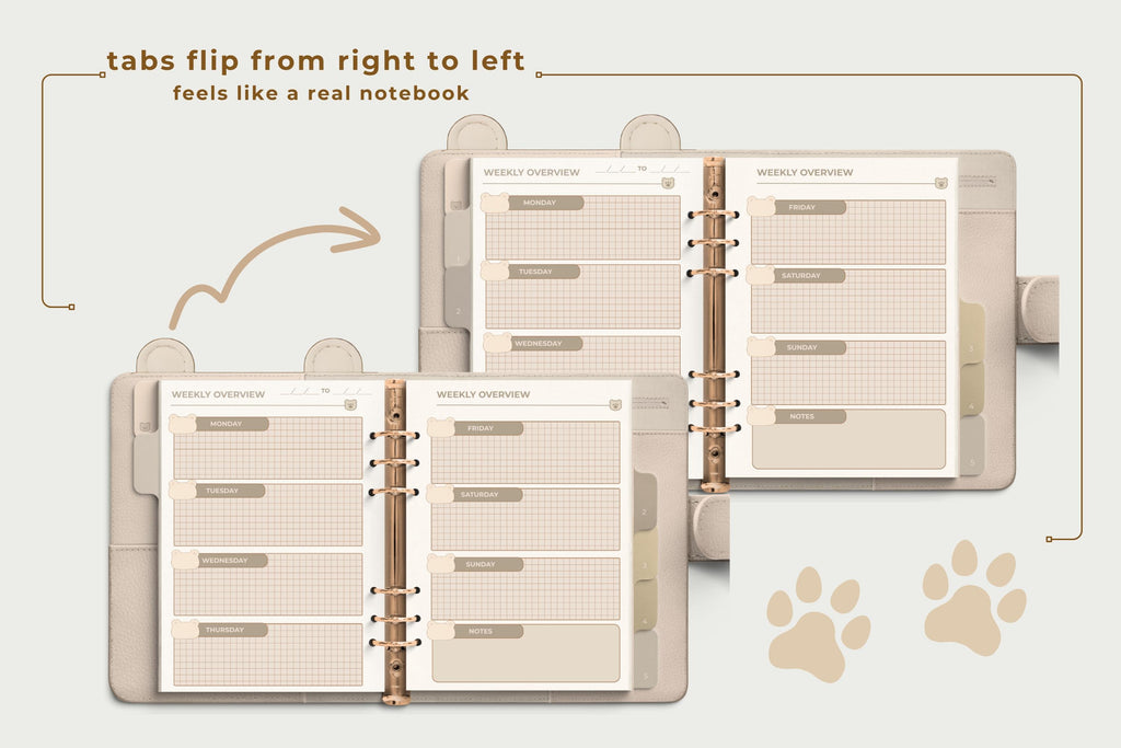Polar Bear Digital Planner: Undated, Hyperlinked Tabs (GoodNotes Compatible PDF Download)