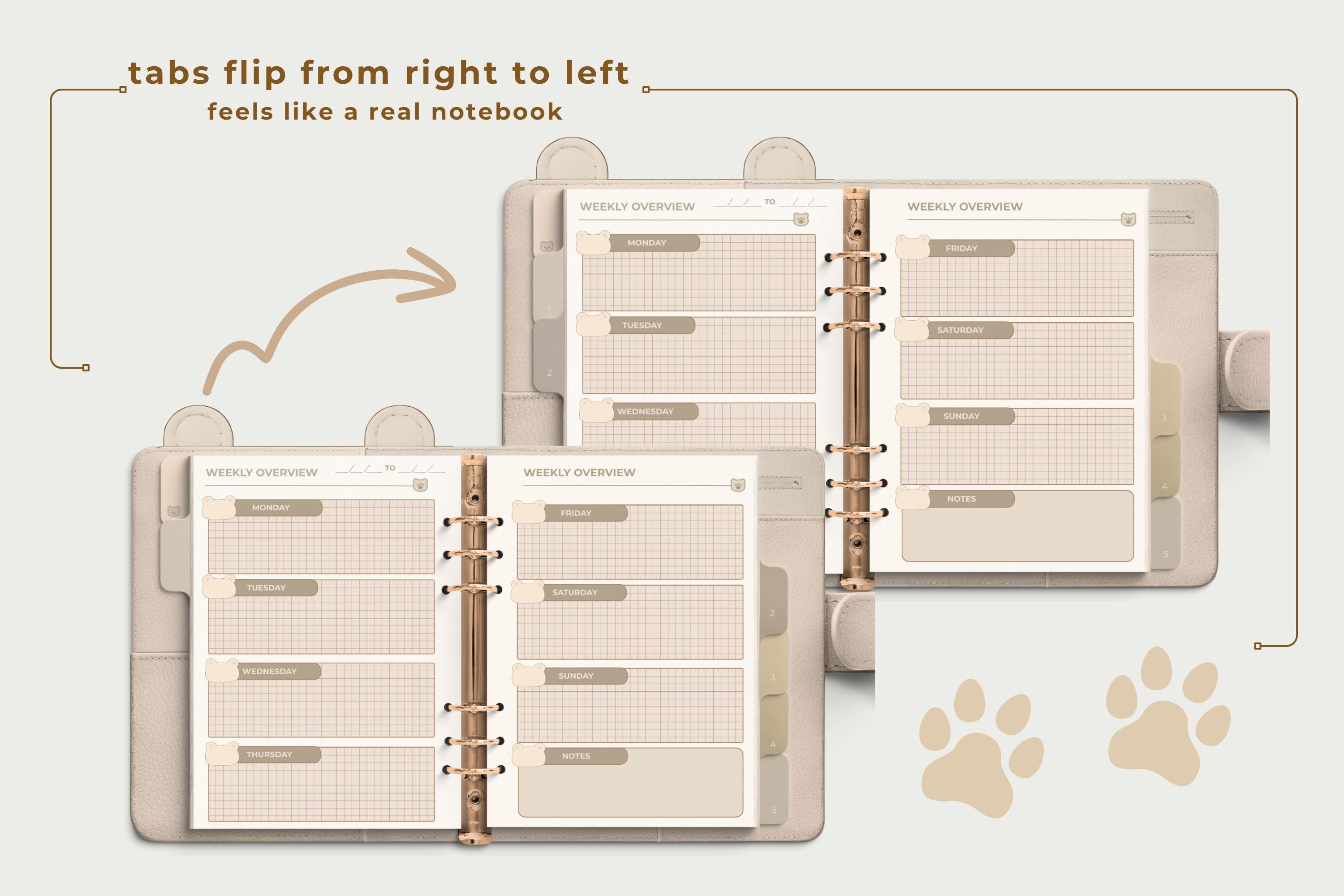 Polar Bear Digital Planner: Undated, Hyperlinked Tabs (GoodNotes Compatible PDF Download)