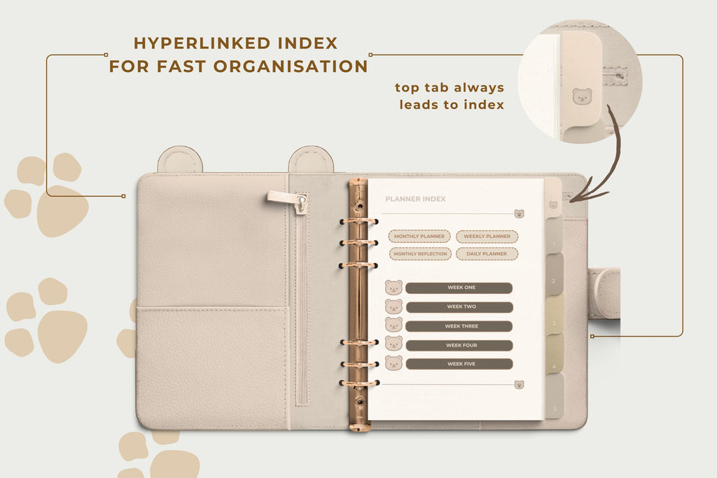 Polar Bear Digital Planner: Undated, Hyperlinked Tabs (GoodNotes Compatible PDF Download)