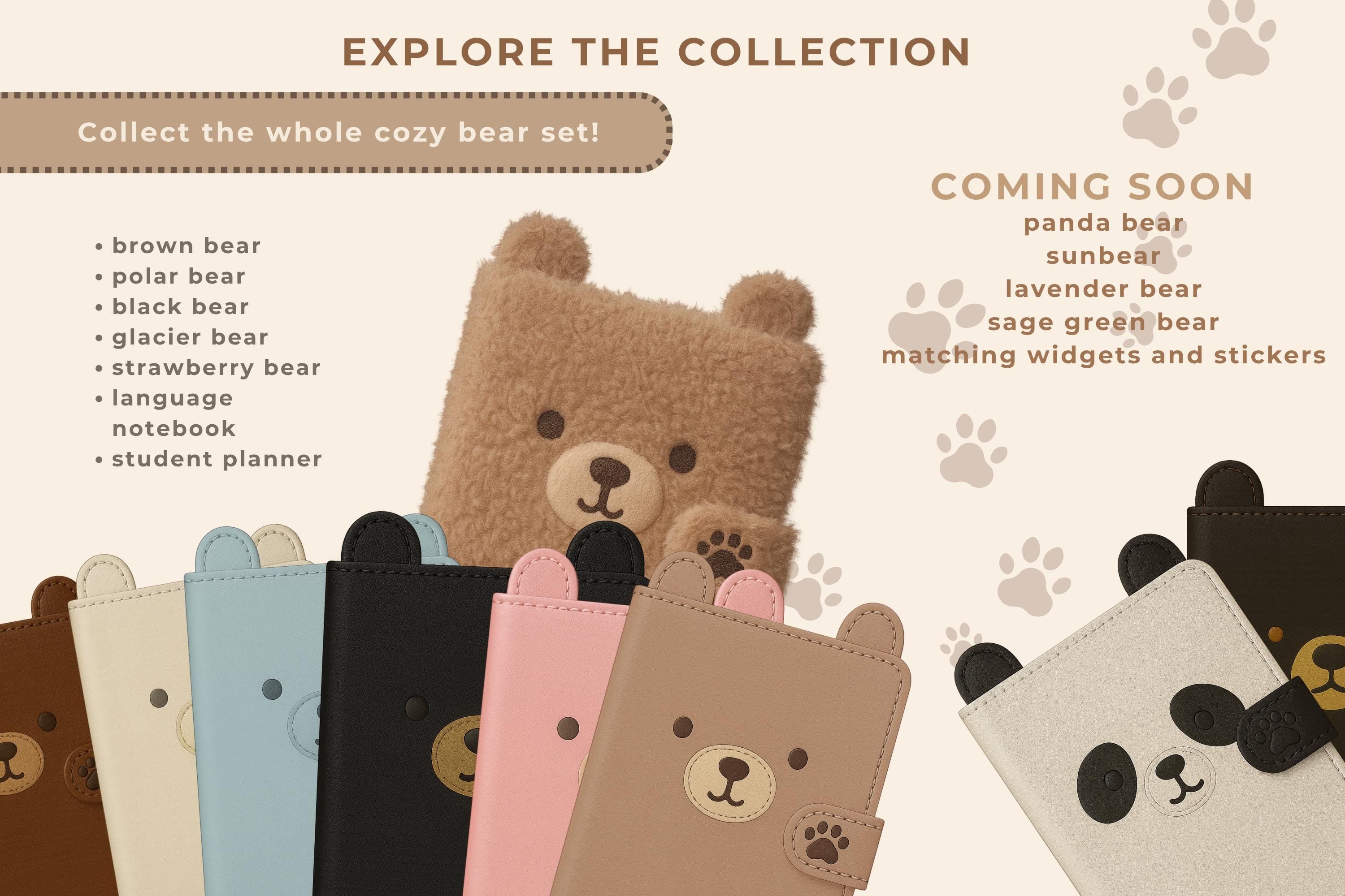 Cozy Bear Digital Student Planner: Hyperlinked Academic Notebook (PDF Download)