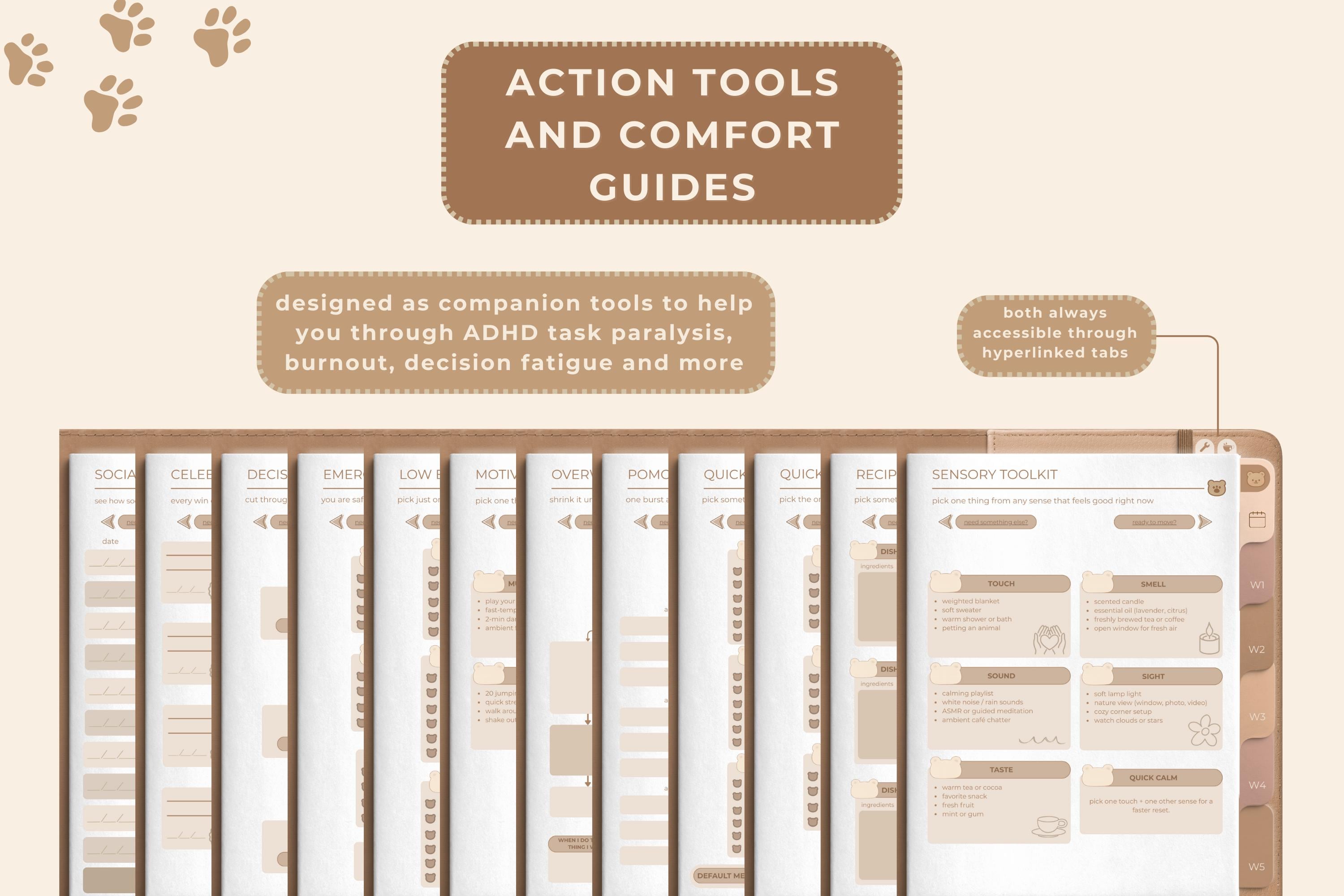 Cozy Bear ADHD Planner: Hyperlinked Digital Planner for GoodNotes (PDF Download)