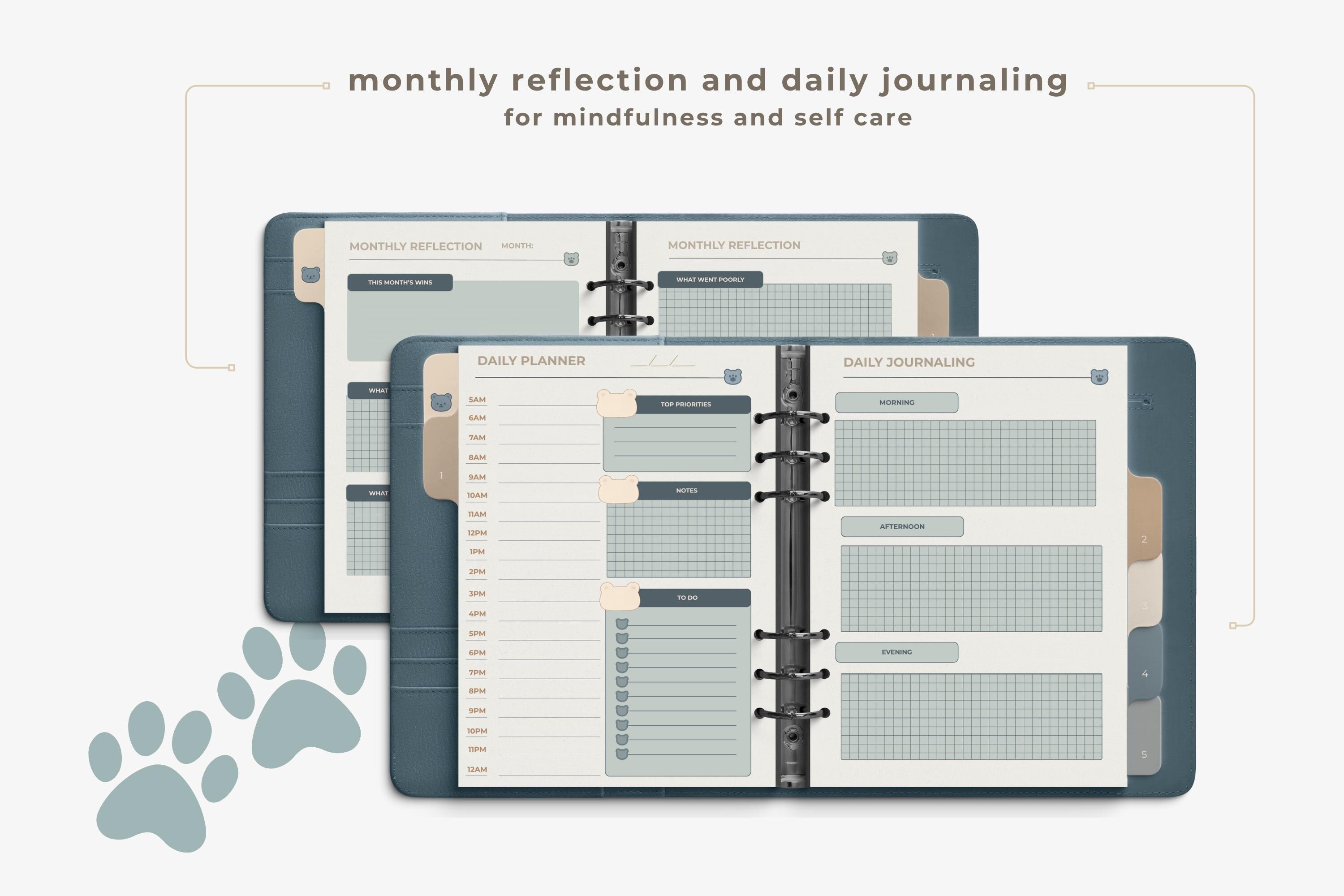 Glacier Bear Digital Planner | Undated PDF | Hyperlinked Tabs | GoodNotes | Monday & Sunday Start