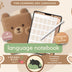 Cozy Bear Language Notebook – Digital Language Learning Planner | 4 Cover Textures | Hyperlinked Goodnotes Journal
