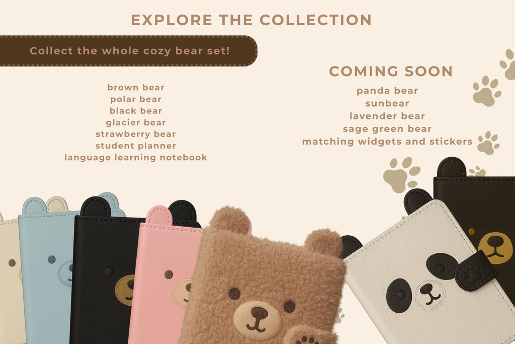 Cozy Bear Digital Planner: Cozy One-Month PDF, Hyperlinked