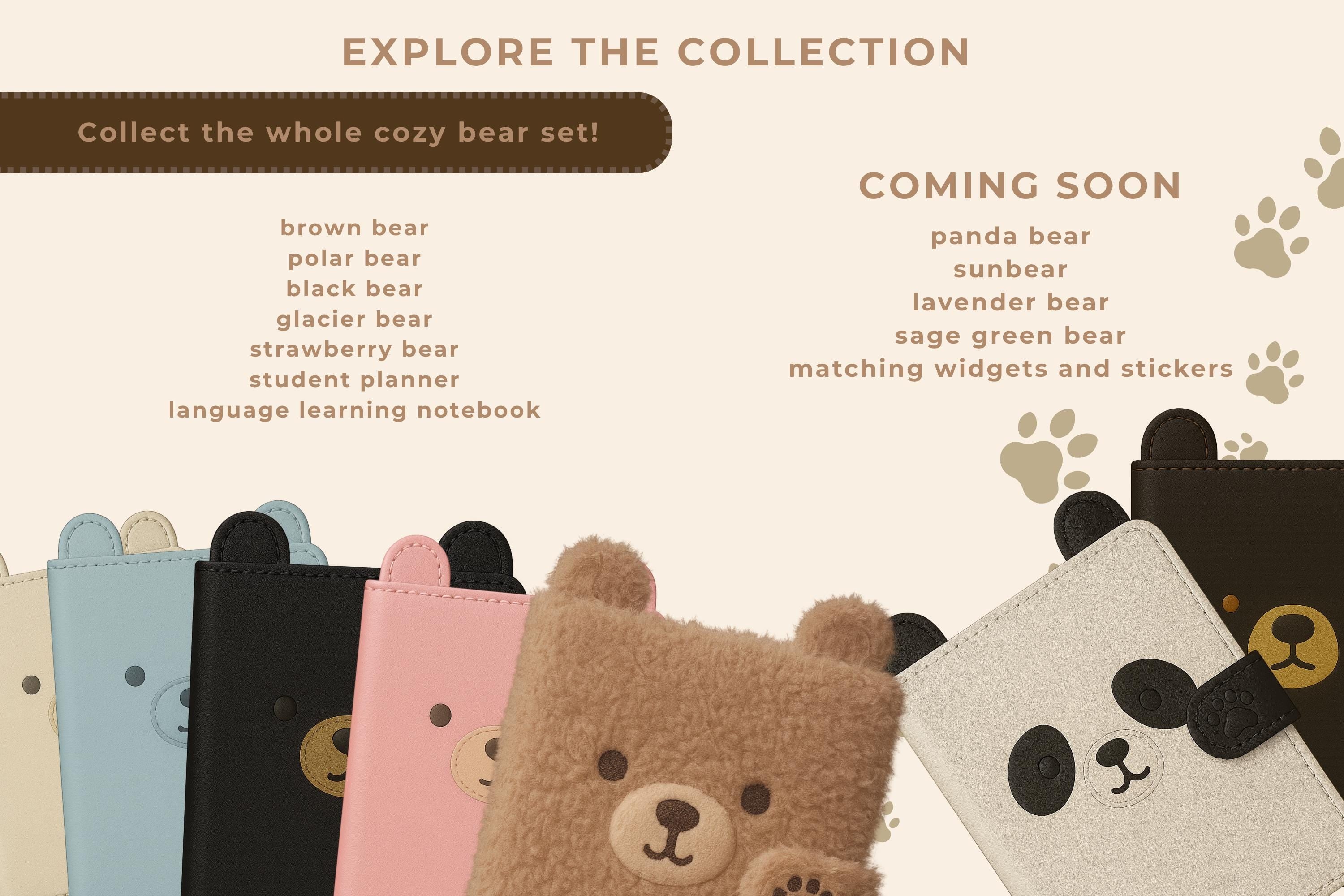Cozy Bear Digital Planner: Cozy One-Month PDF, Hyperlinked