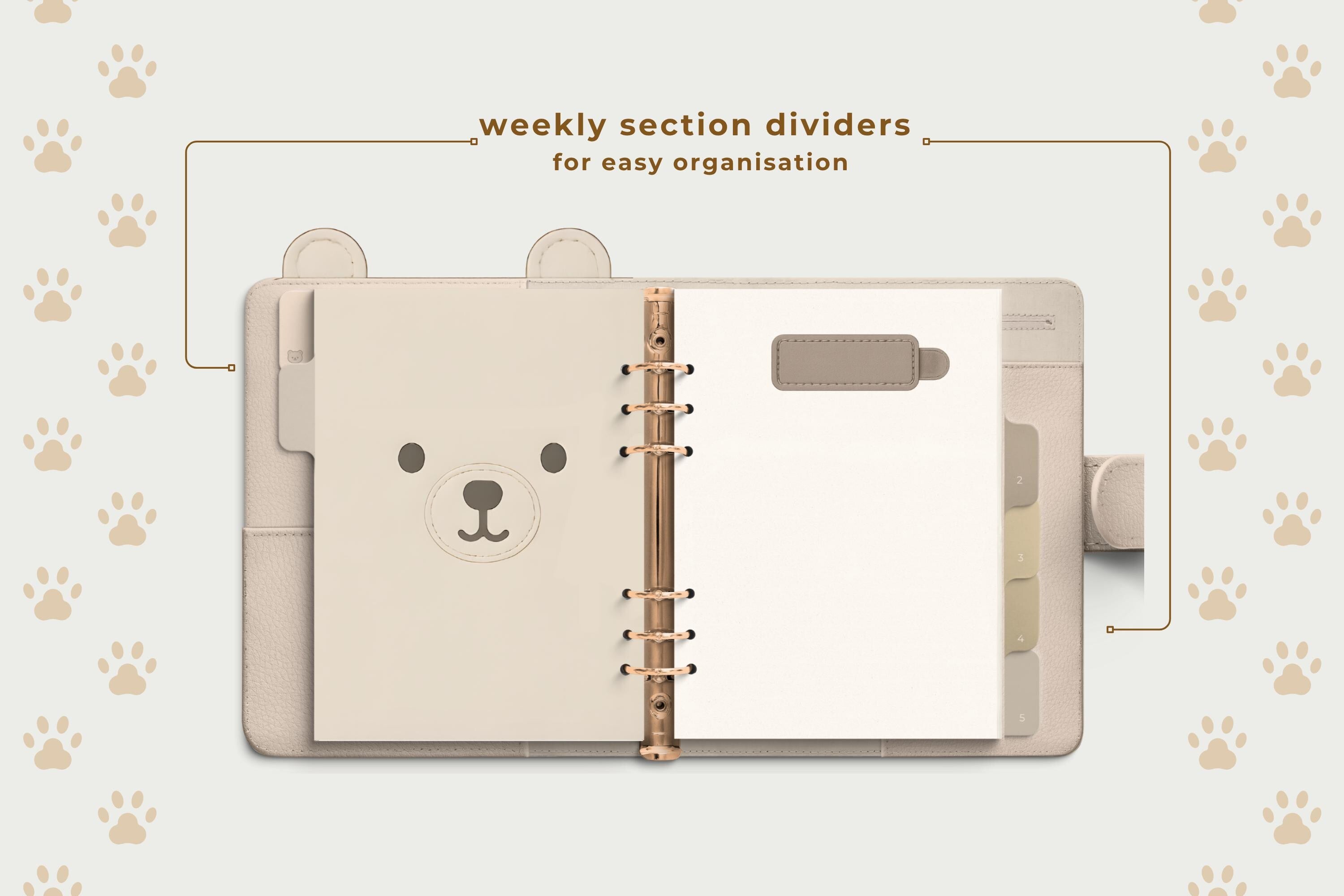Polar Bear Digital Planner: Undated, Hyperlinked Tabs (GoodNotes Compatible PDF Download)