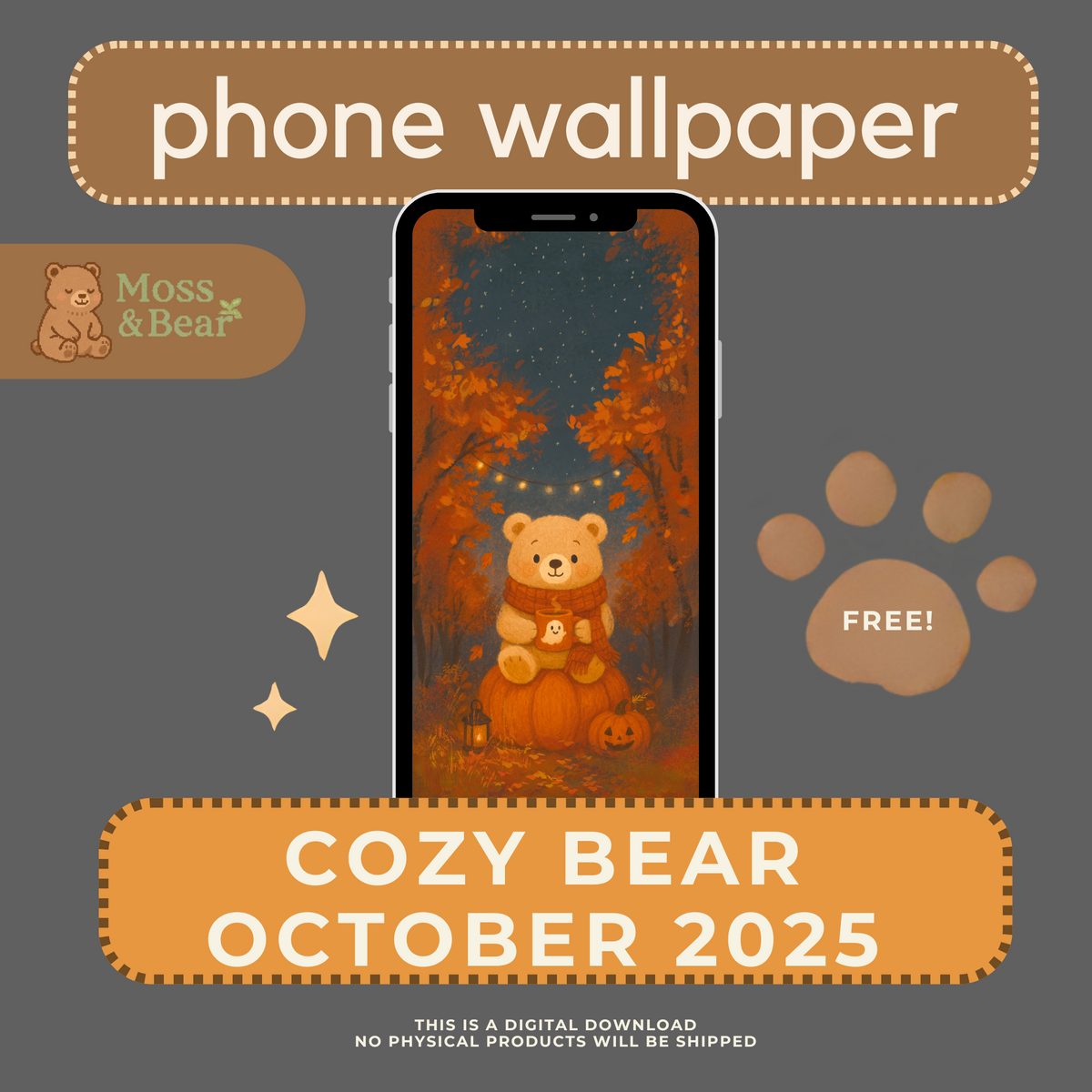 Cozy Bear October Wallpaper