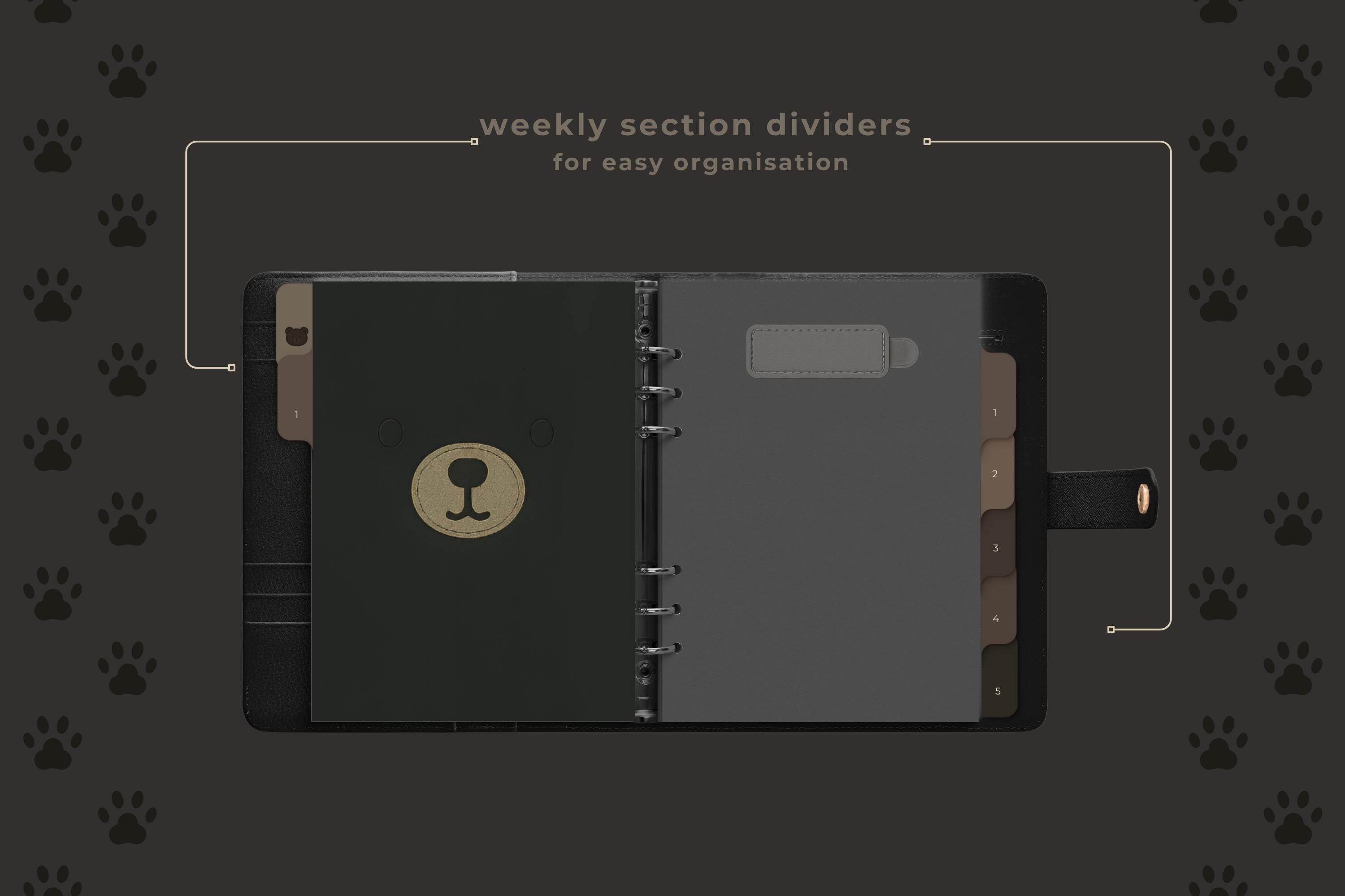 Black Bear Digital Planner: Minimalist Dark Mode, GoodNotes PDF