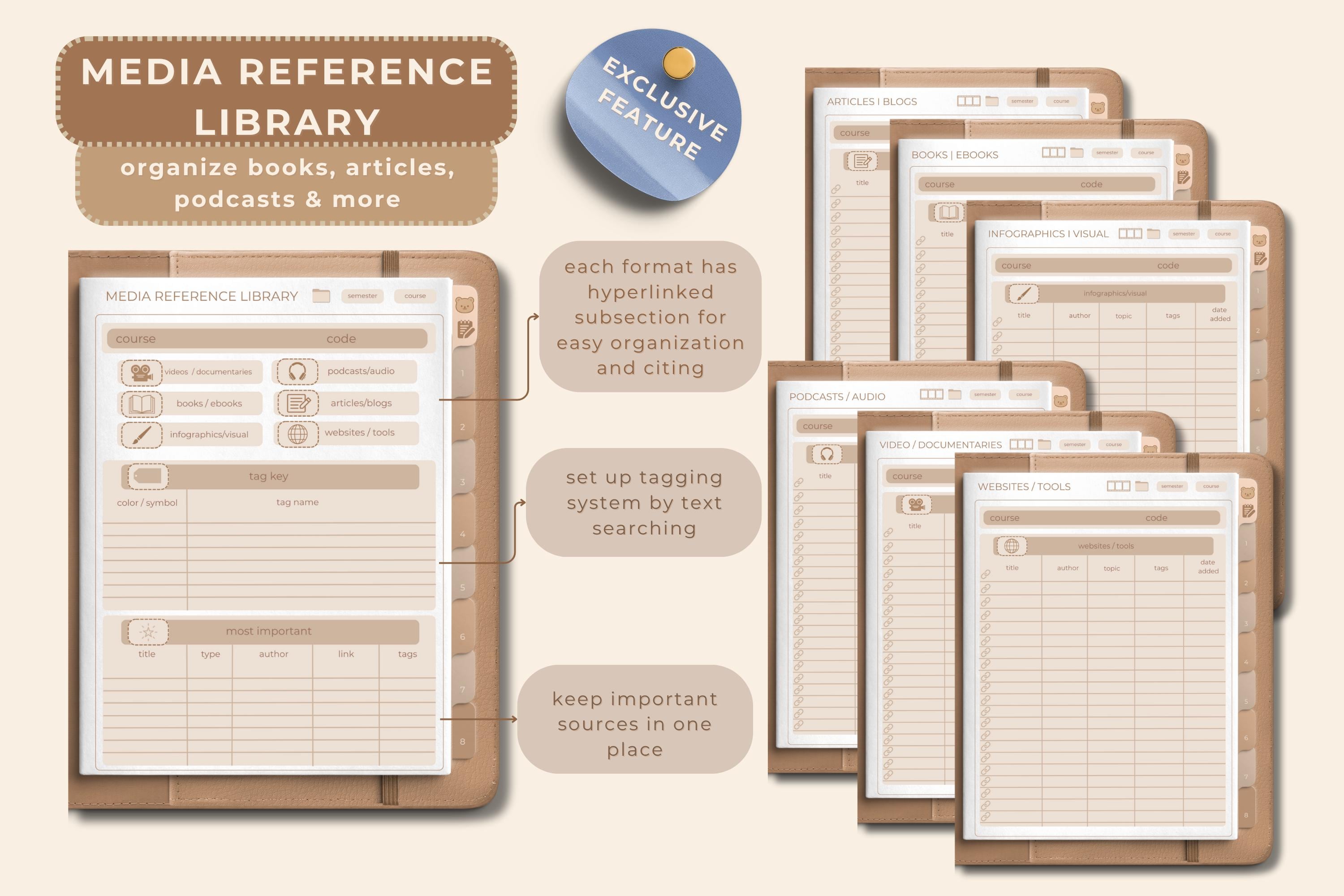 Cozy Bear Digital Student Planner: Hyperlinked Academic Notebook (PDF Download)