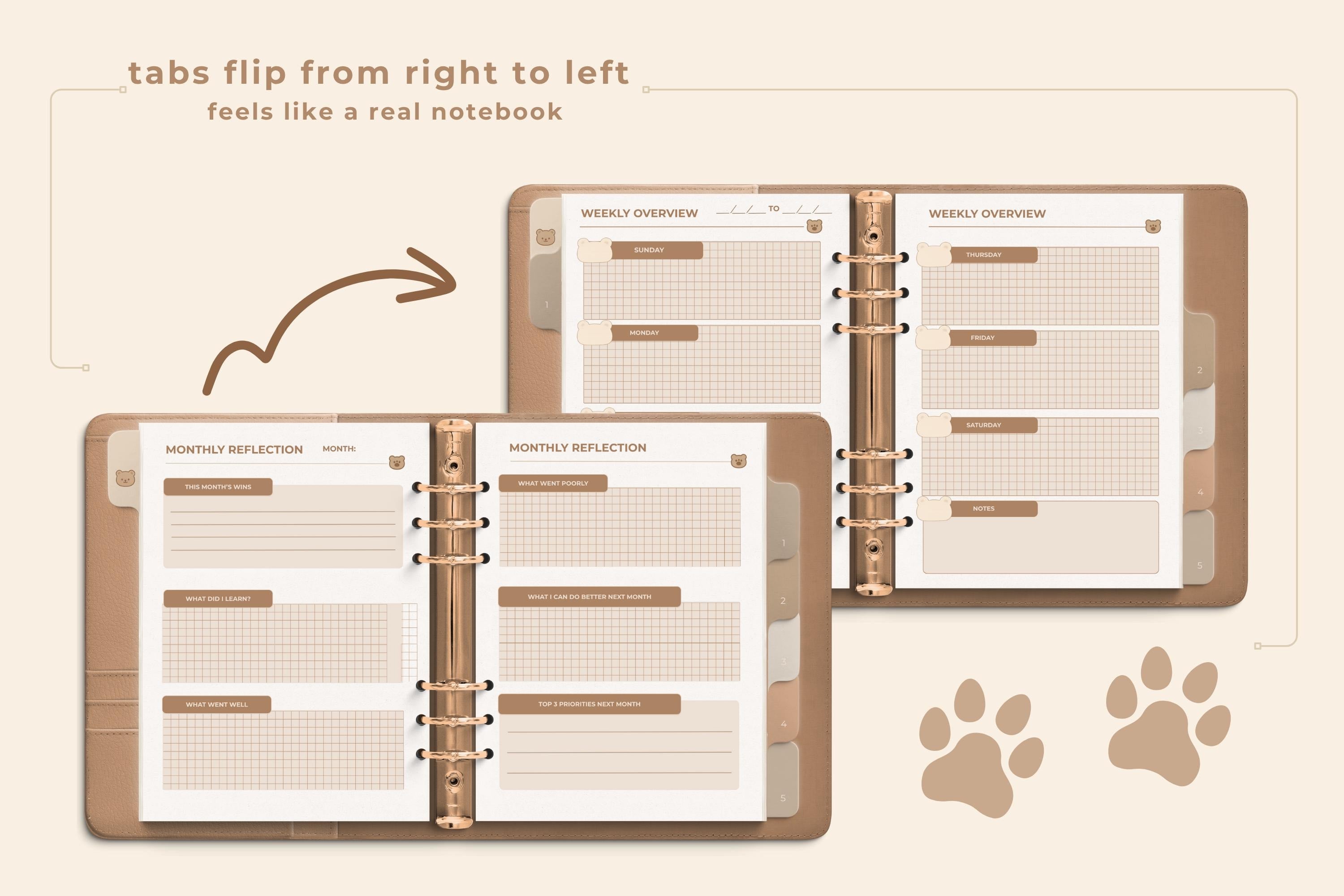 Cozy Bear Digital Planner: Cozy One-Month PDF, Hyperlinked