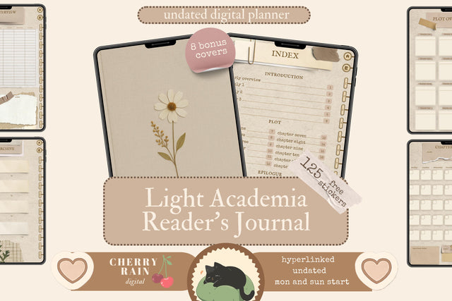 Light Academia Reader's Journal: Immersive Digital Planner for Book Lovers (GoodNotes Hyperlinked PDF)