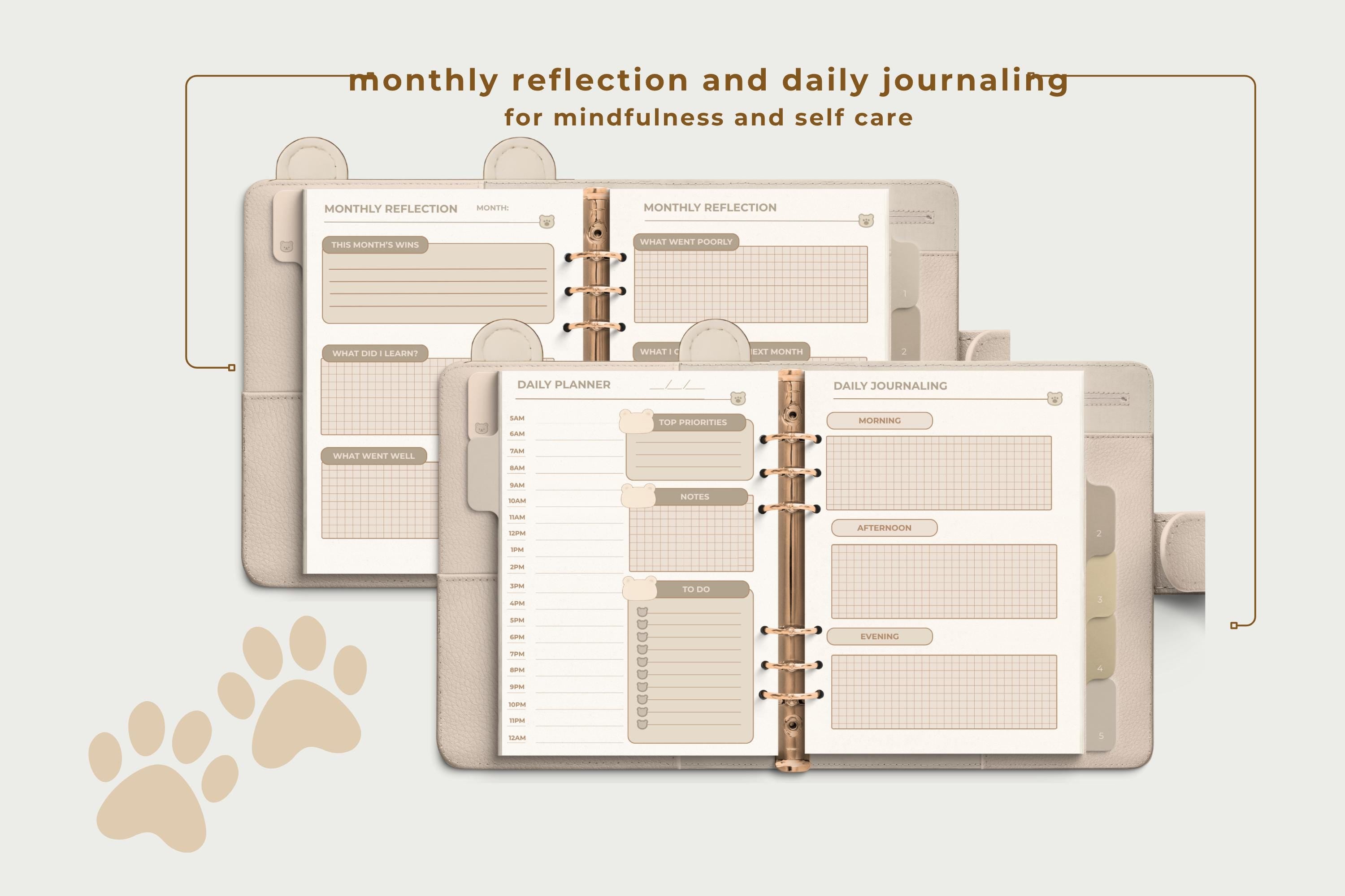Polar Bear Digital Planner: Undated, Hyperlinked Tabs (GoodNotes Compatible PDF Download)