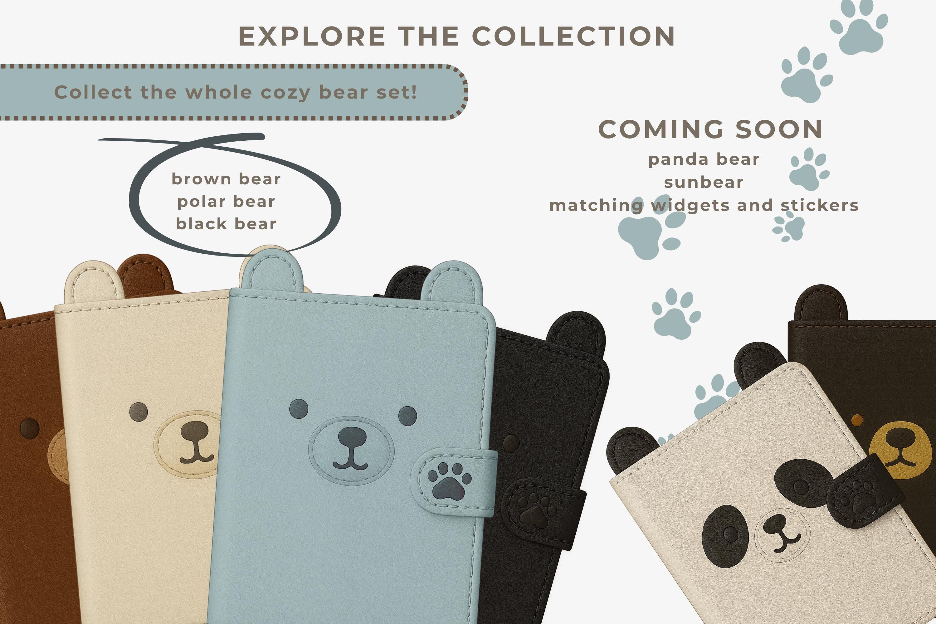 Glacier Bear Digital Planner | Undated PDF | Hyperlinked Tabs | GoodNotes | Monday & Sunday Start