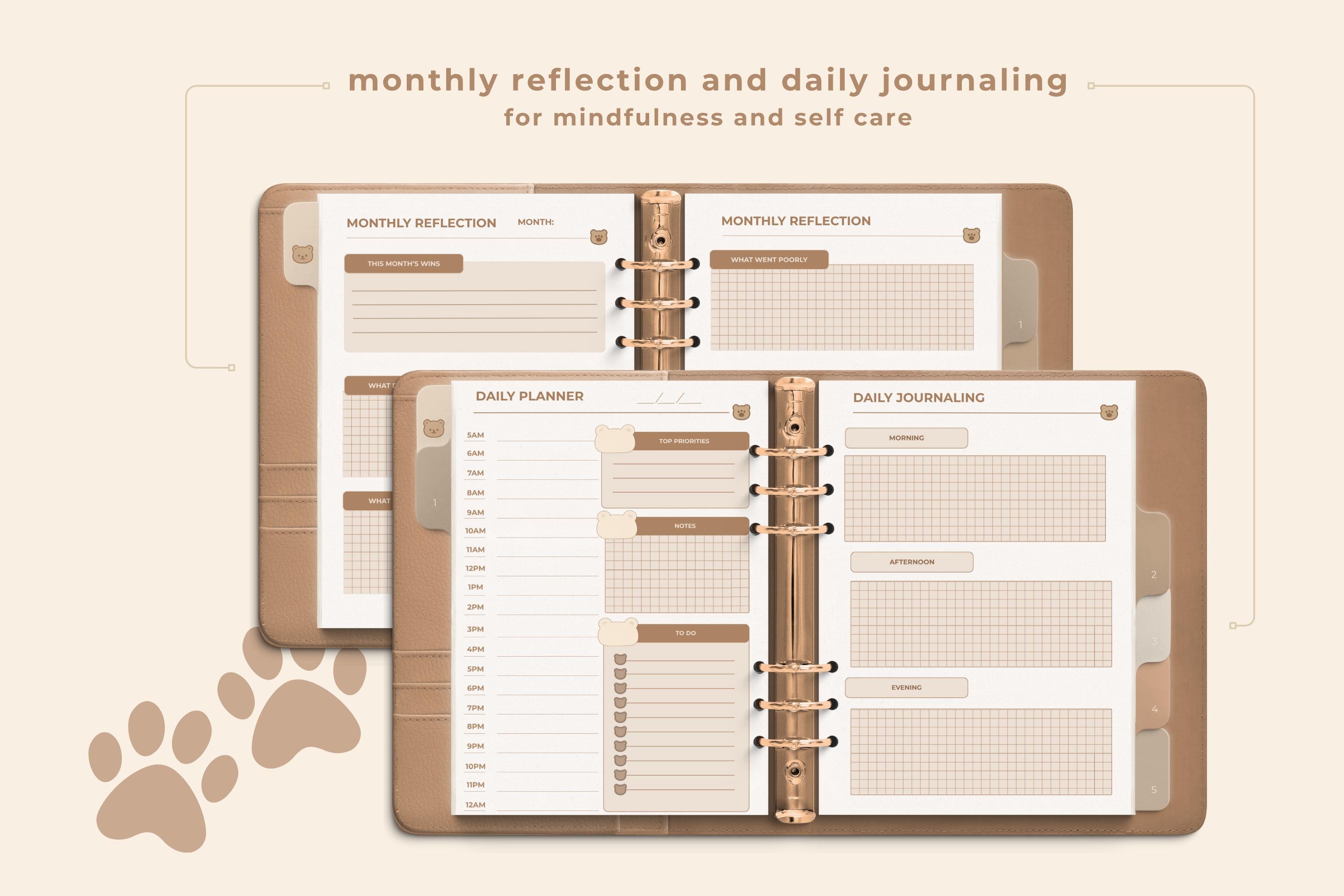 Cozy Bear Digital Planner: Cozy One-Month PDF, Hyperlinked